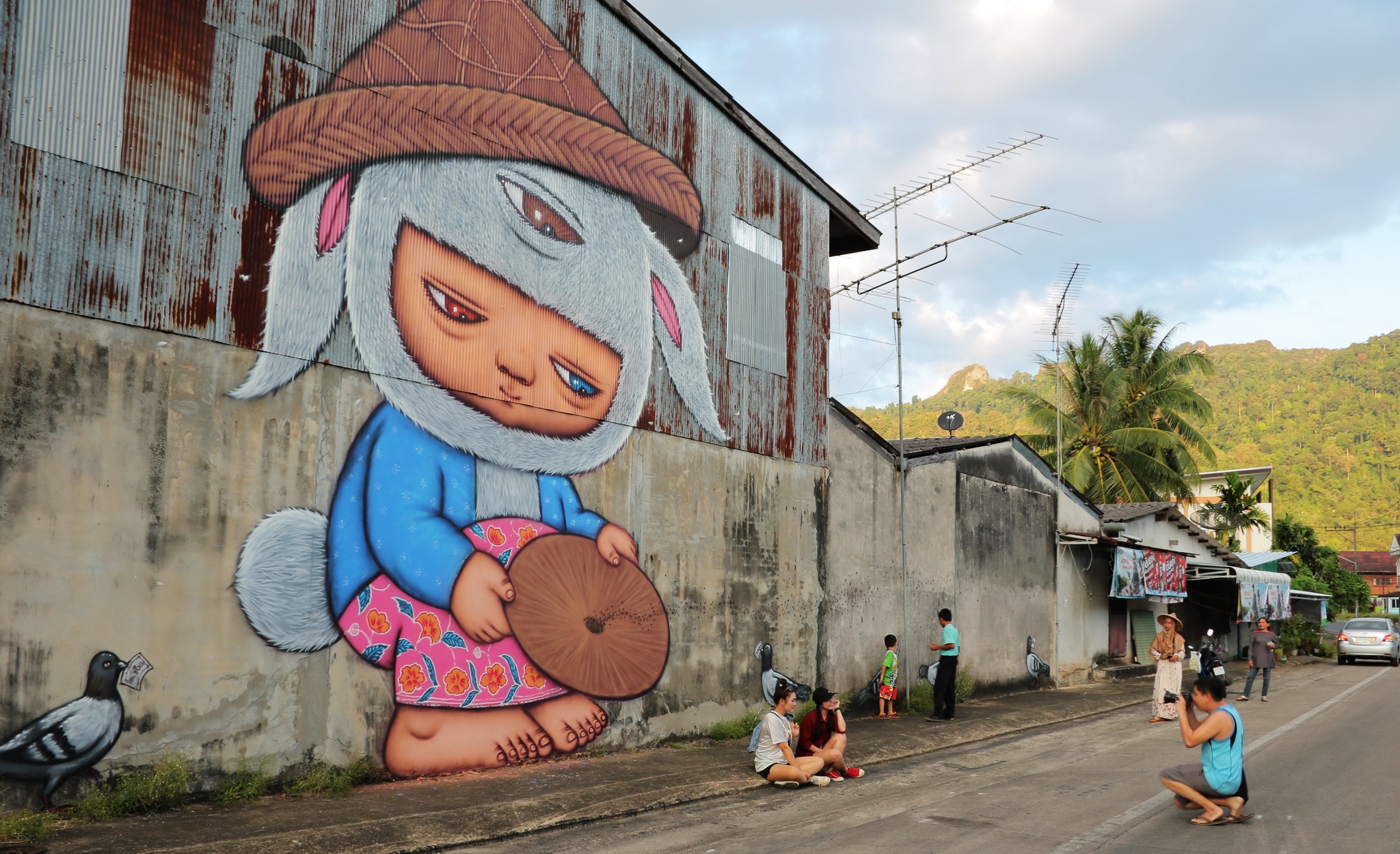 Nong Mardi on a wall in the Talad Tai hamlet, Krasom Subdistrict Municipality