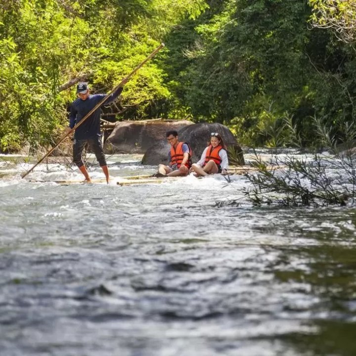 Bamboo rafting activities at Wang Khiang Khu Waterfall